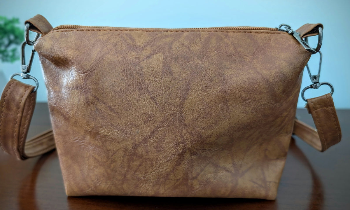 Light Brown Faux Leather Crossbody Bag