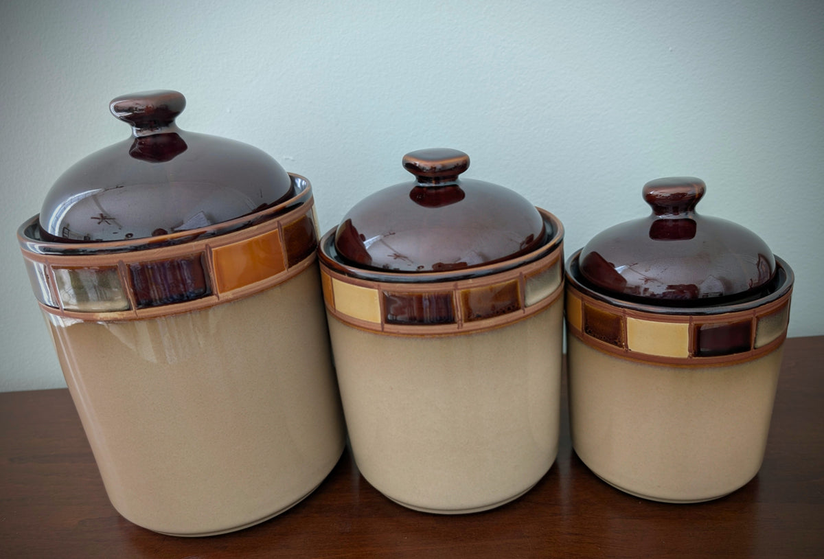 Ceramic Brown Canister Set