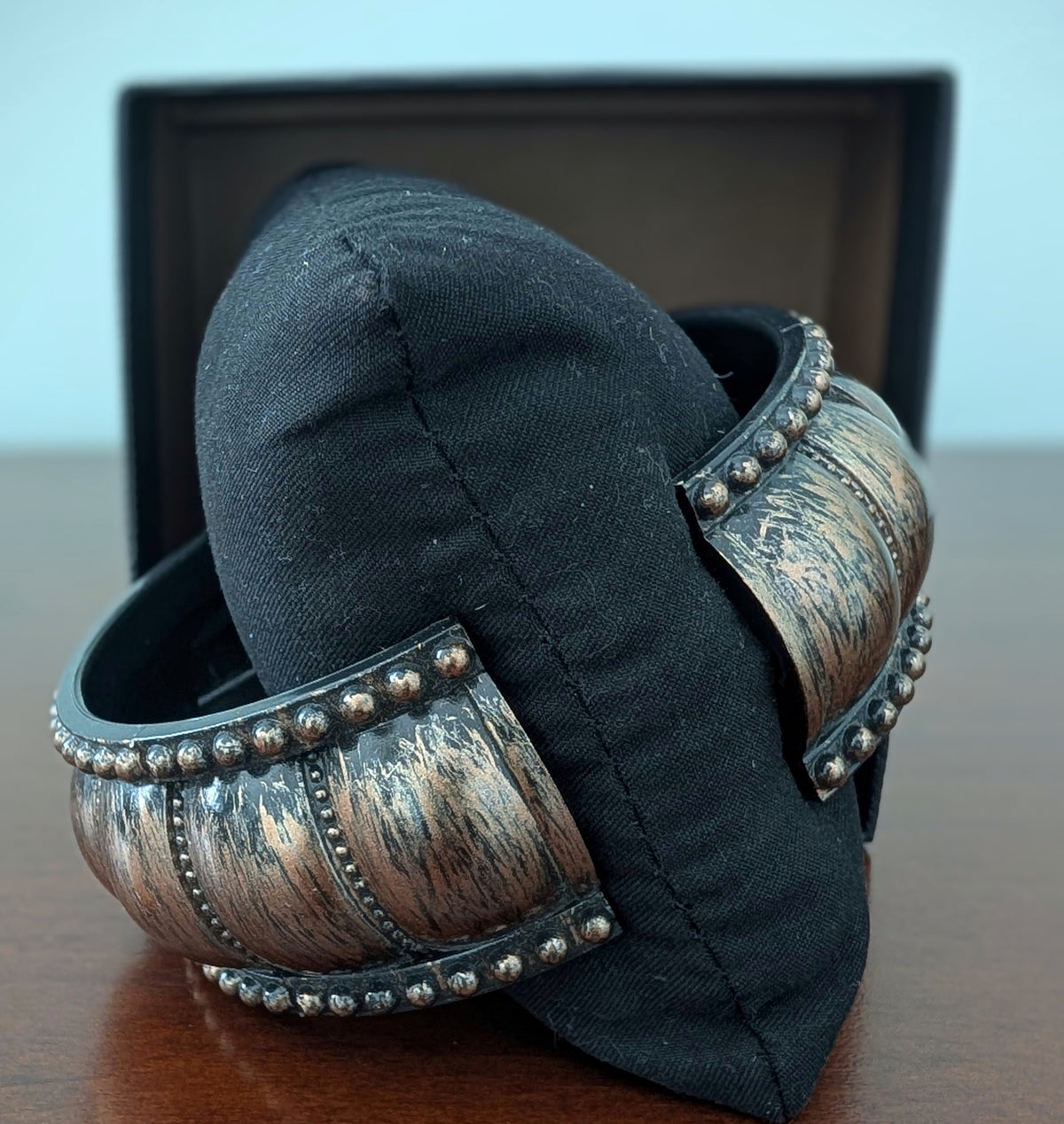 Oxidized Copper Pumpkin-Style Bangle