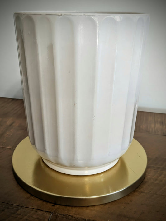 White Fluted Ribbed Vase