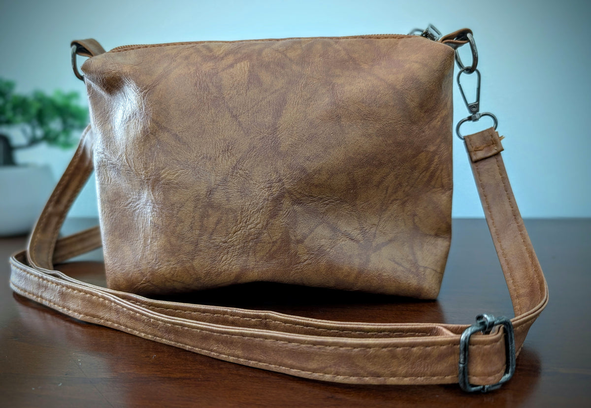 Light Brown Faux Leather Crossbody Bag