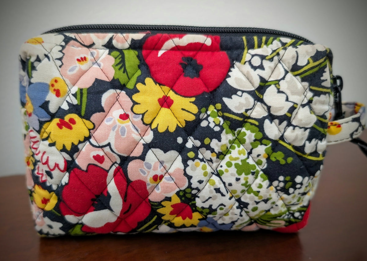 Quilted Makeup Floral Pouch