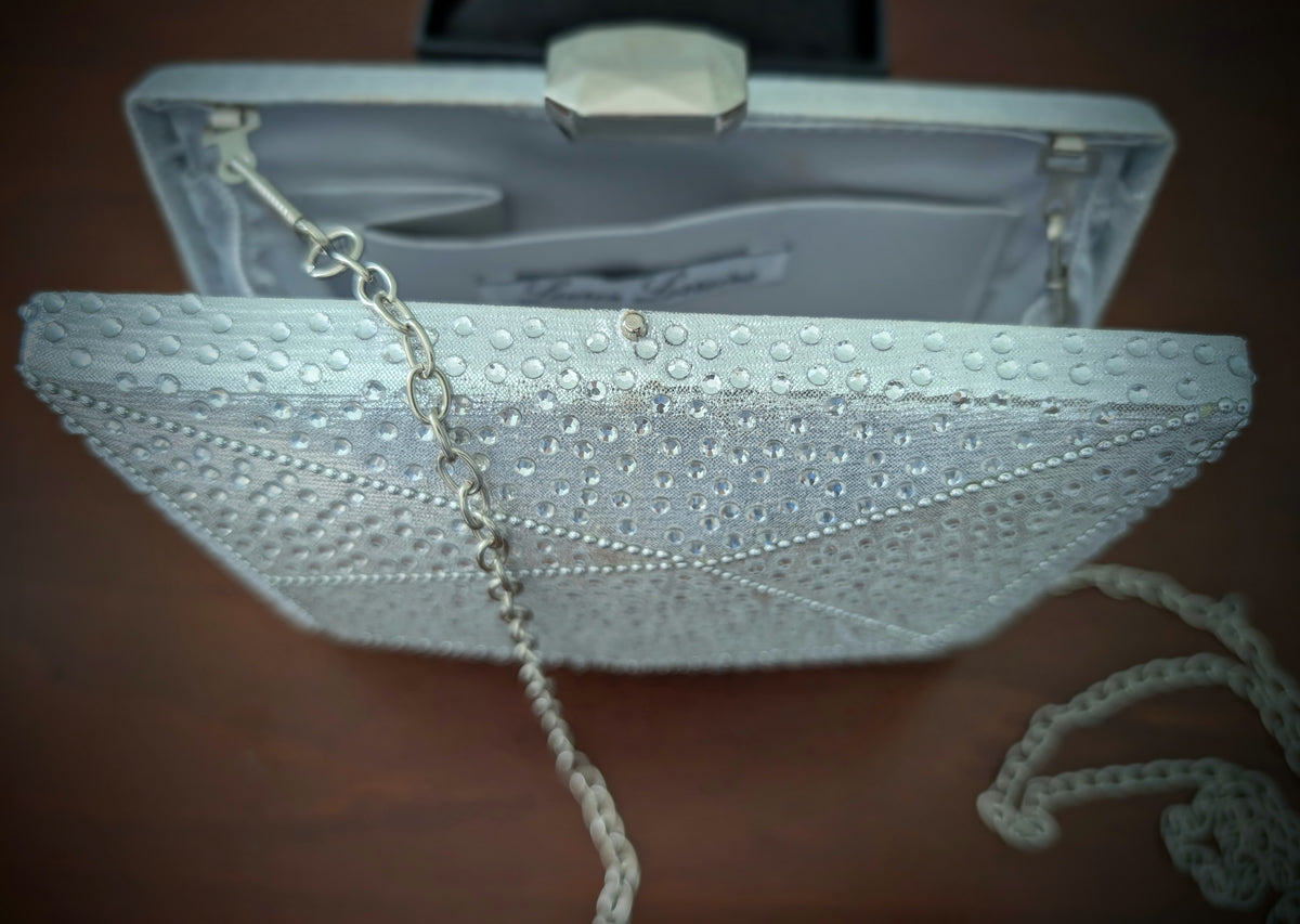 Silver Studded Clutch with Chain Strap